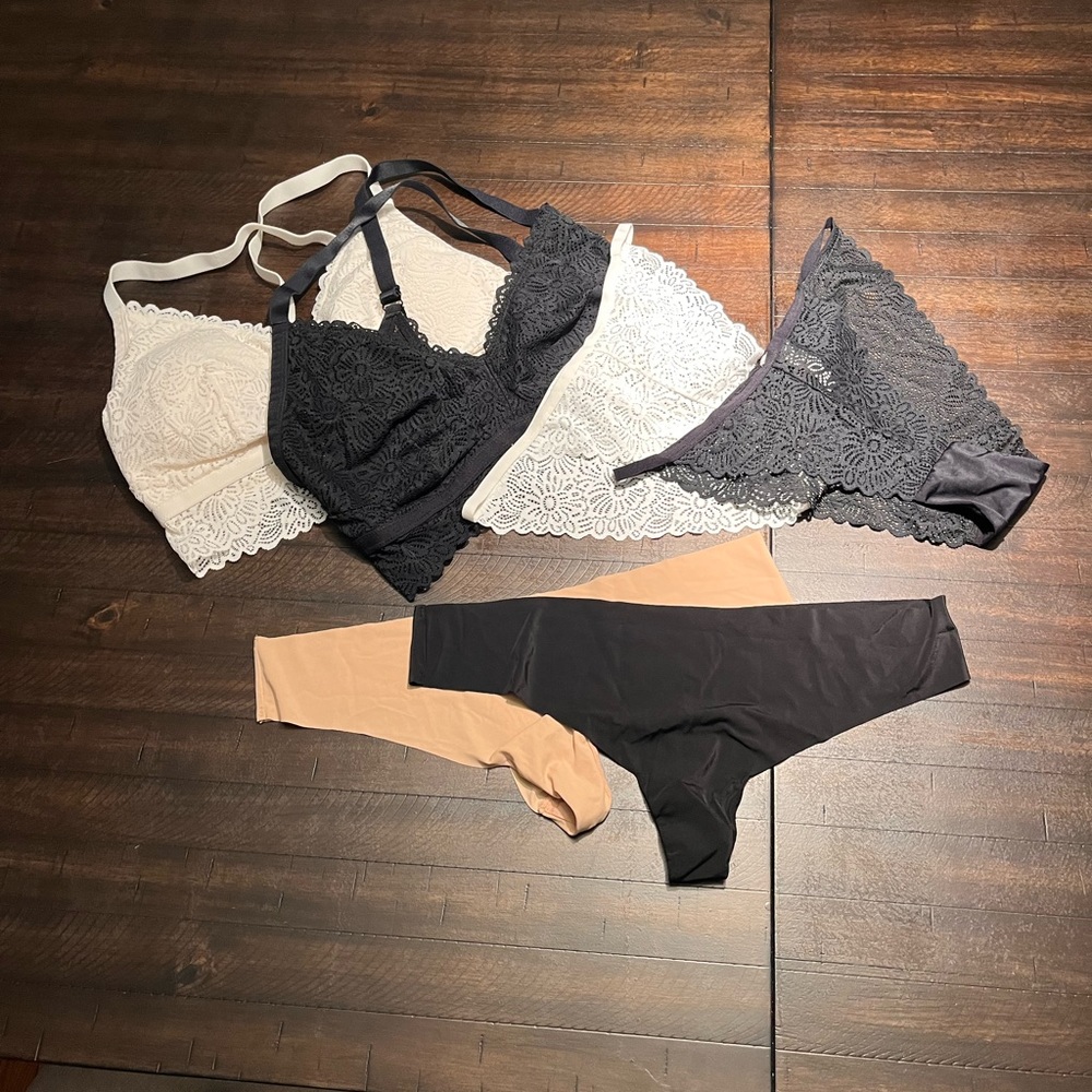 Auden bralette/panty set and thongs